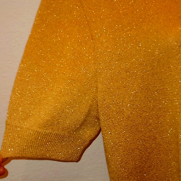 St. John Basics Gold Lurex Sparkly Short Sleeved Sweater - Picture 6 of 12